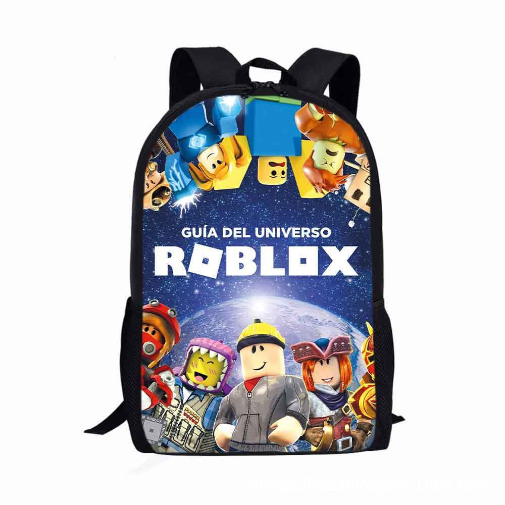 Student Backpack with Printed Logo for Grades 1-6, Kids' Roblox School Bag, Kindergarten to Elementary, Ages 6-12