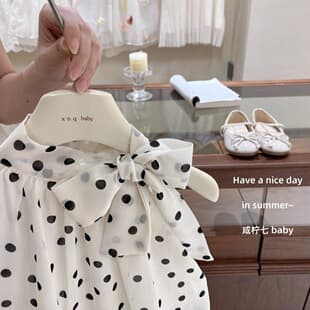 Girls Summer Set New Polka Dot Halter Top Children's Atmosphere Sense Butterfly Denim Shorts Two-piece Set Fashion