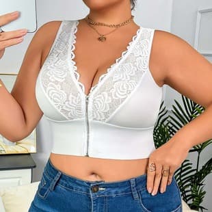 New Plus Size Sexy Babe Lingerie, European and American Embroidery Zipper Deep V Low Cut Push Up Bra for Women