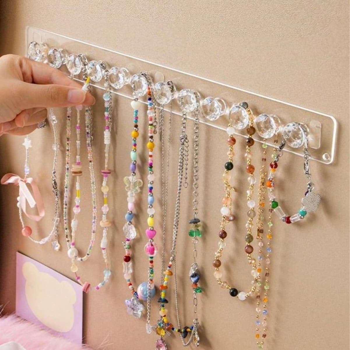 Acrylic jewelry storage rack, necklace, bracelet, earring hanger, wall-mounted jewelry rack, necklace hanger