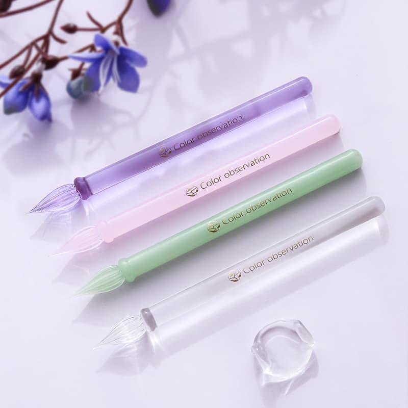 Mini Glass Dip Pen Transparent Glass Pen Colored Ink Dip Pen Vintage Crystal Pen Steel Nib Drawing Pen Watercolor
