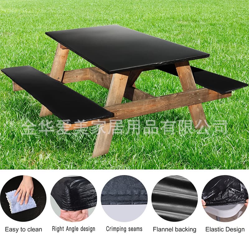 Outdoor BBQ Stretch Table Cover PVC Flannel Table and Chair Cover Four-Corner Elastic Patio Three-Piece Set Outdoor Stretch Table Cover