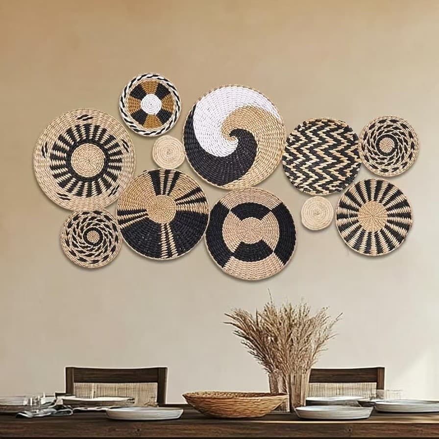 Cross-Border Creative Home Decoration Straw Woven Wall Decor Exotic Style Guesthouse Wall Decoration Vintage Background Wall Hanging