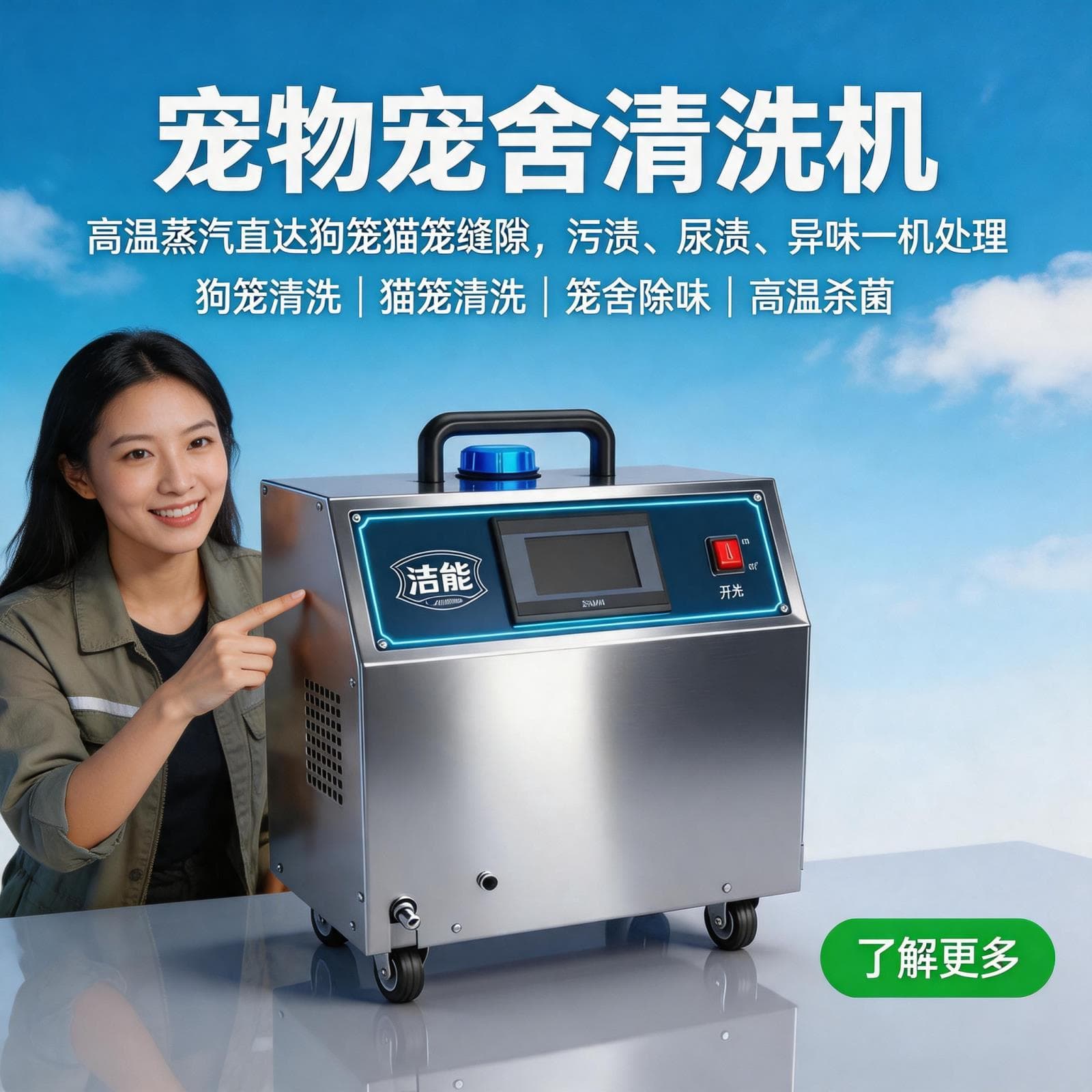 High-Temperature Deodorizing Pet Bed Steam Cleaner for Dog and Cat Beds, Home Pet Cleaning Machine