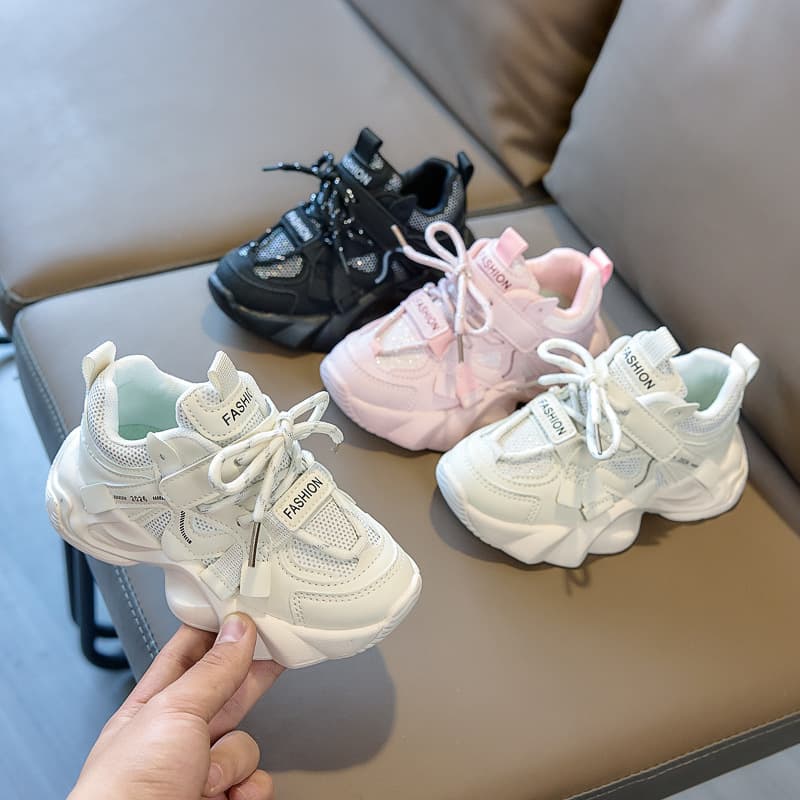 Children's Soft-Sole Dad Sneakers 2026 Spring Boys' Breathable Non-Slip Sports Shoes Girls' Versatile Athletic Shoes for Export