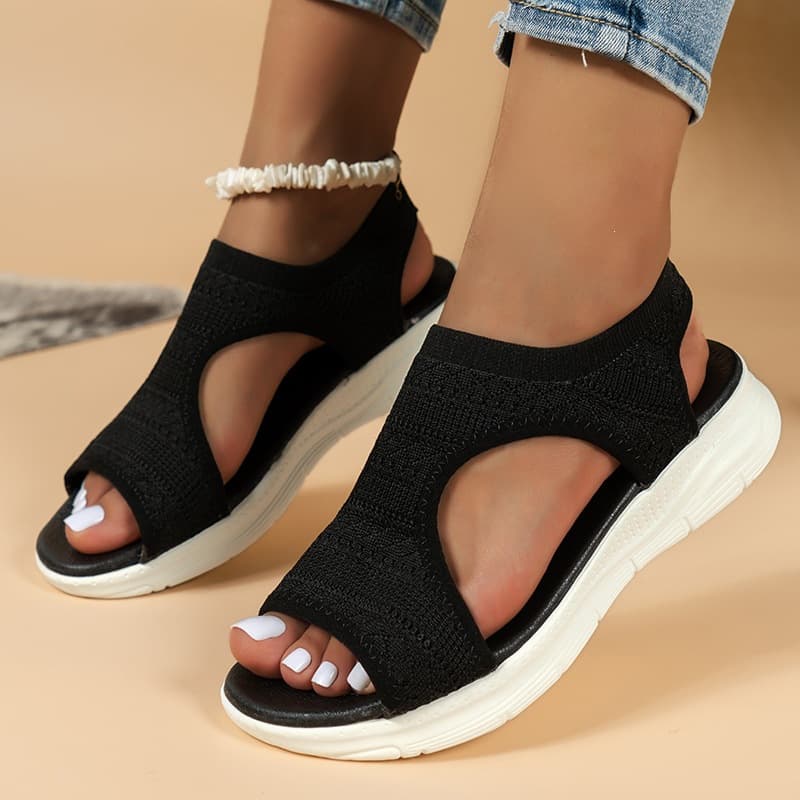 2023 Rome Sandals Gray Black Knitted Sandals Viscose In-Stock Mixed Wholesale Drop Shipping Open-Toe Women's Sandals Cross-Border