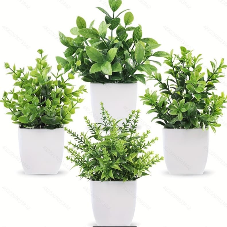 Lanxinfang Cross-border Potted Artificial Green Plants Home Desktop Ornaments Bonsai Decorations Plastic Artificial Simulation Flowers
