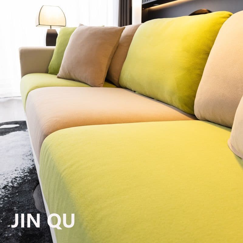 Sticky Rice Velvet Sofa Cover Set Winter Plush Sofa Slipcover Modern Simple Sofa Cover Cushion Cover