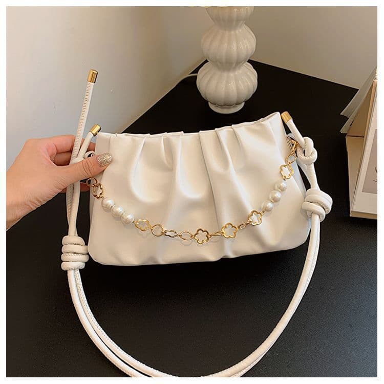 Fairy Bow Bag Women 2025 New Style Ins Chain Underarm Bag Versatile Pleated Elegant Shoulder Bag Cross-border