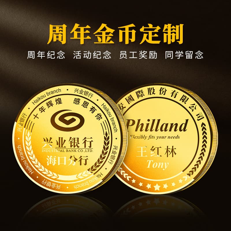 Custom 9999 Pure Gold Commemorative Coin Medal for Anniversary Celebration Listed Commemorative Gift Custom Investment