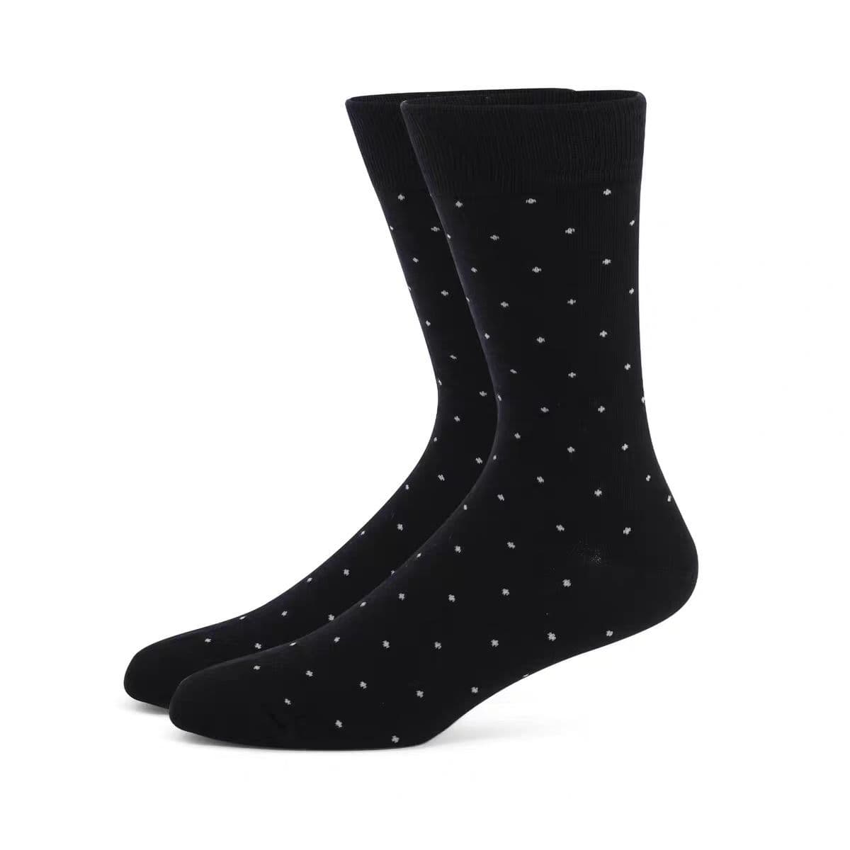 Cross-border Amazon Men's Business Socks, Large Size Striped Pure Black Long Socks, Diamond Pattern American Style Long Socks Cotton