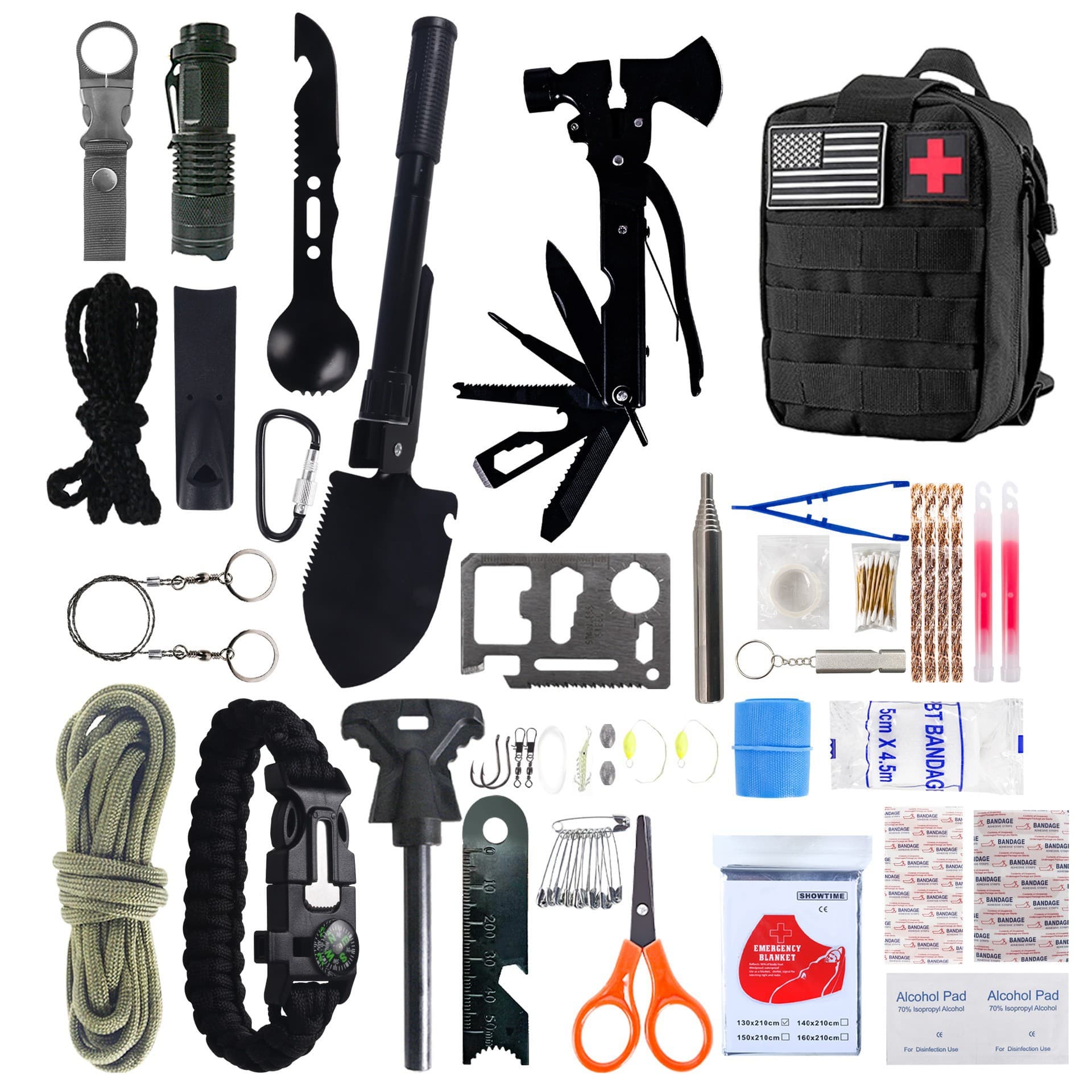 Emergency Rescue Survival Tool Kit 27-in-1 First Aid Box SOS Emergency Bag Chinese and International First Aid Set