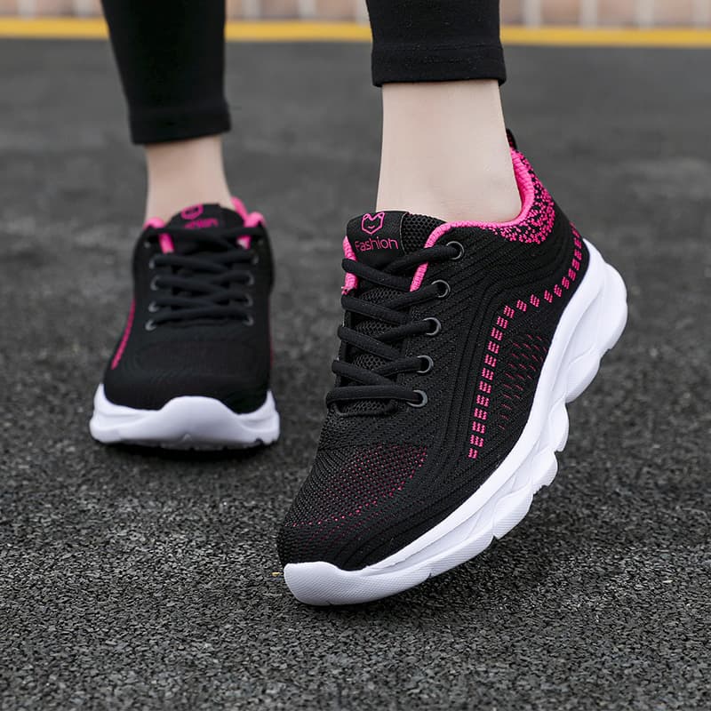 Spring New Breathable Flyknit Mesh Women's Low-Top Casual Sneakers Lightweight Athletic Shoes