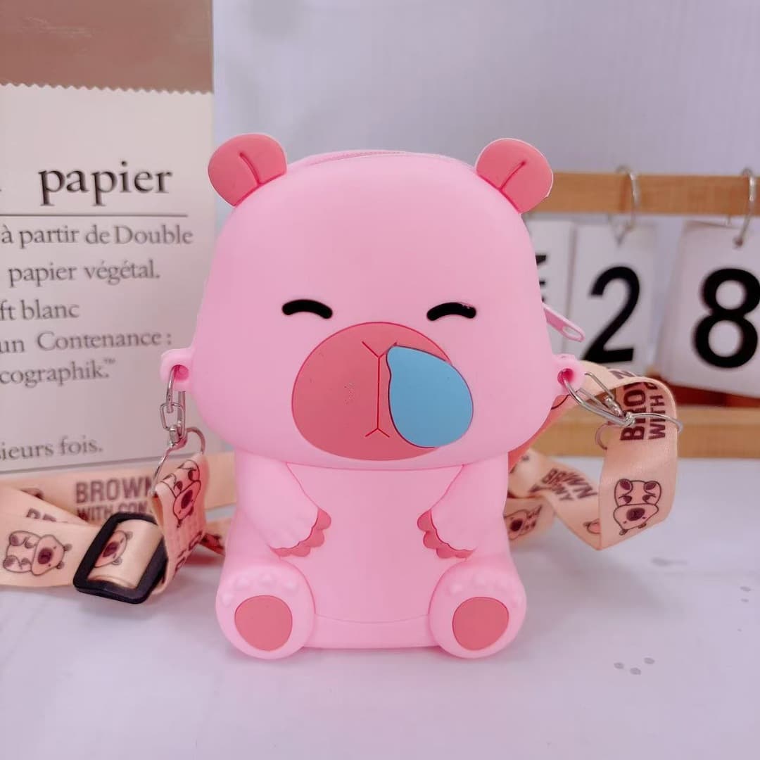 Cross-border Cartoon Capybara Children's Silicone Crossbody Bag, Cute Capybara Student Medium Bag, Coin Purse 2025 New