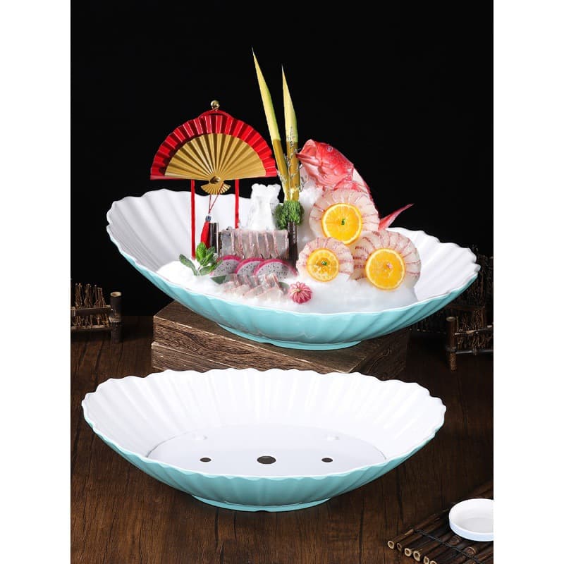 Internet-famous hotel artistic cuisine display plate salmon sashimi plate seafood platter melamine creative serving plate beef plate
