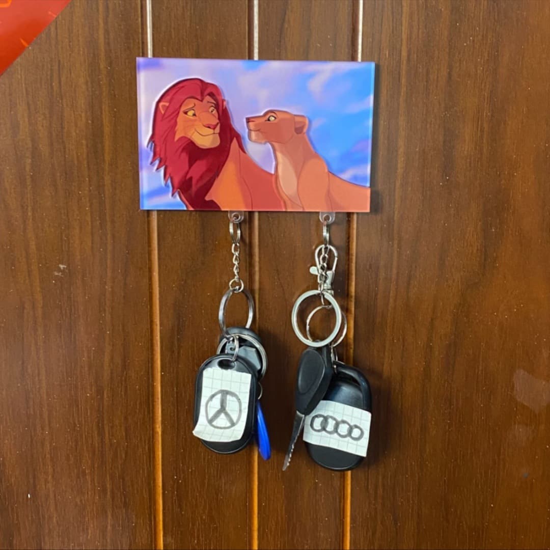 Creative Card Holder The Lion King Nala Couple Acrylic Simba Pendant Keychain Fridge Magnet Wall Sticker Decoration Gift