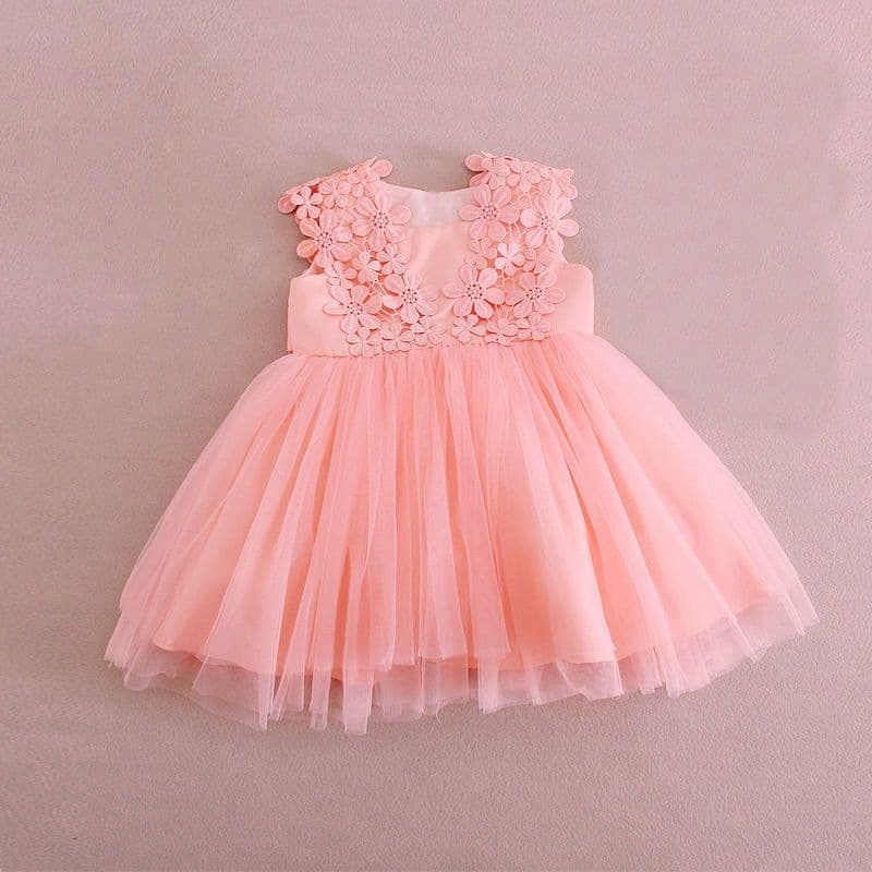 Spring and Autumn Girls Flower Girl Birthday Dress, Children's Birthday Full Moon Soft Tulle Princess Dress, Baby Dress