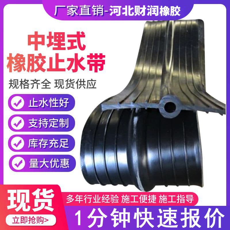Embedded rubber waterstop belt for rail transit, subway tunnels, embedded back-mounted specialized waterproof.