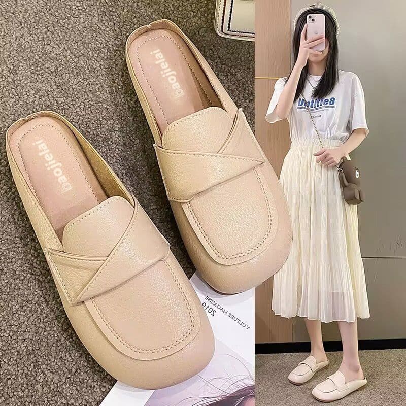 Baotou Half Slippers Women 2026 Spring New Style Outdoor Lazy Slippers Fashion Versatile Square Toe Soft Sole Women Slippers