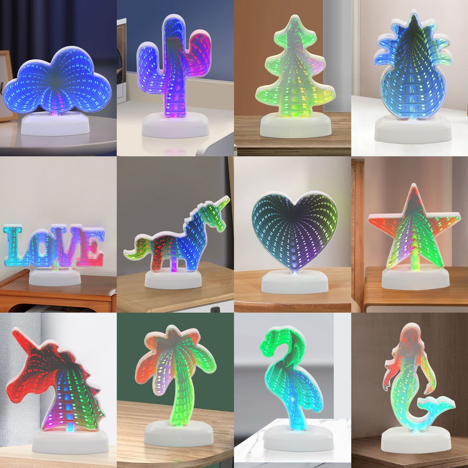 New Creative Gift Tunnel Dreamy Christmas Tree Desktop Ambient Light, Bedroom Night Light, Study Decorative Small Desk Lamp