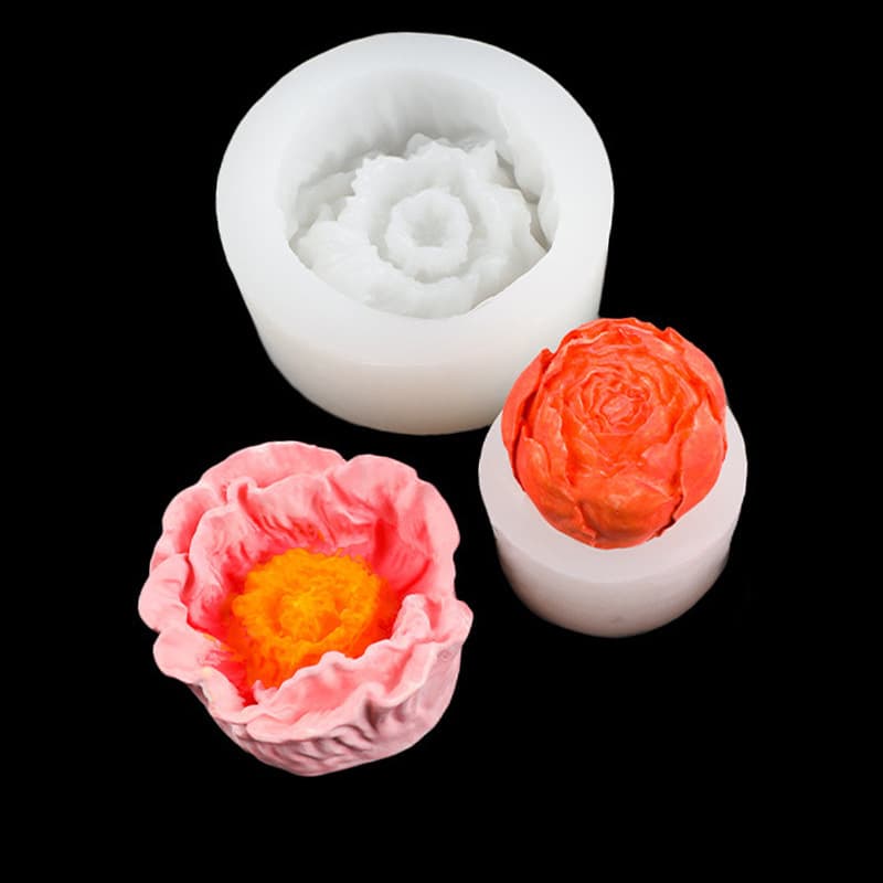 Large Peony Hibiscus Flower Mousse Cake Silicone Mold Rose Bud Handmade Soap Aromatherapy Stone Candle Mold