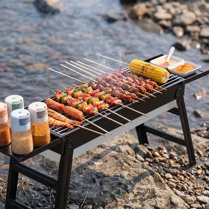 New BBQ Grill Portable Folding Grill Rack for Outdoor Camping Charcoal Grill Tool Set