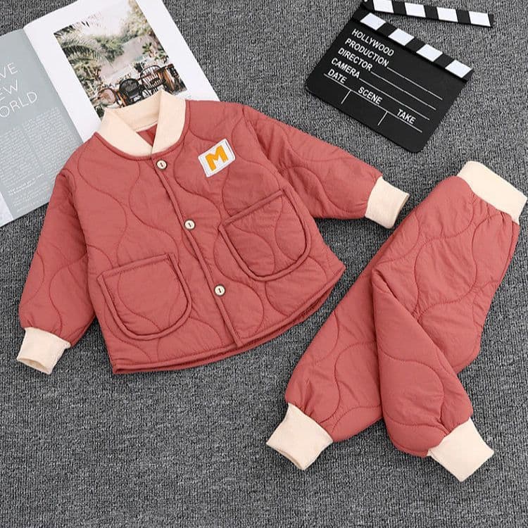 Children's Autumn/Winter New Cotton Suit Set, Unisex Baby Cotton Clothes and Pants, Casual Two-Piece for Home and Outdoor Wear
