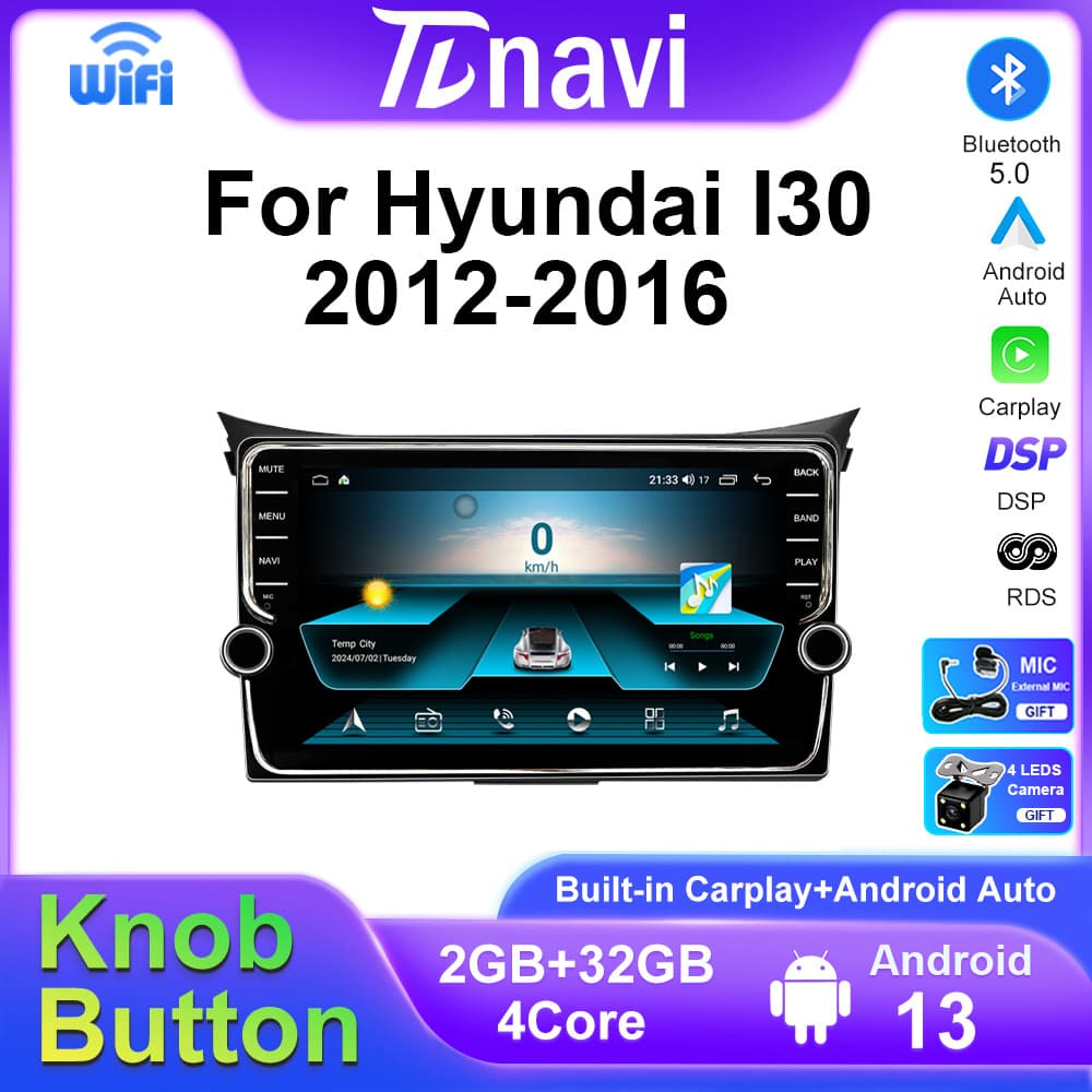 Cross-border Supply For Hyundai i30 2012-2016 Android Large Screen Knob Carplay Navigation