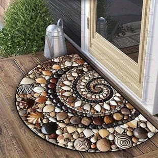 Factory Direct TEMU Half-Circle Pebble Doormat for Home Entryway, Easy to Clean, Durable Door Mat, Dropshipping Available