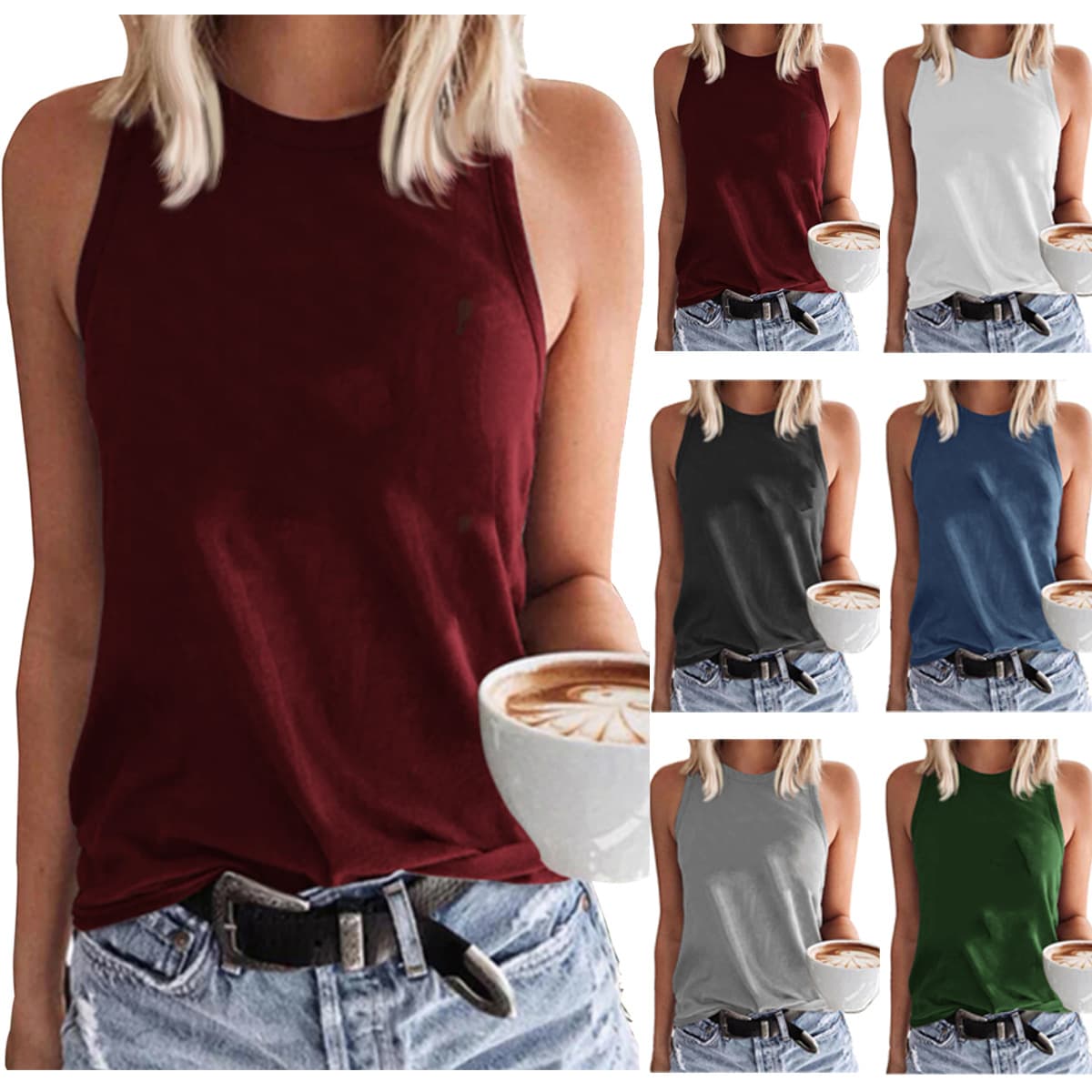 Summer Women's Loose Large Size T-shirt Fashionable Sexy Vest Shirt Cotton Crew Neck Sleeveless Top for plus Size Women