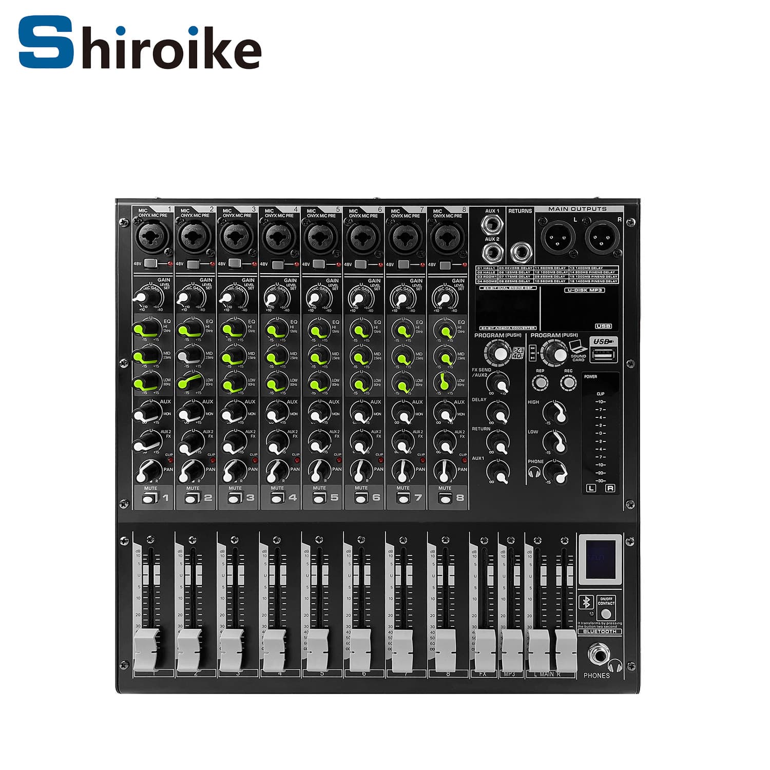 GAX-M8 8-channel DJ audio mixer 16 DSP reverb effects BT5.0 USB mixer console