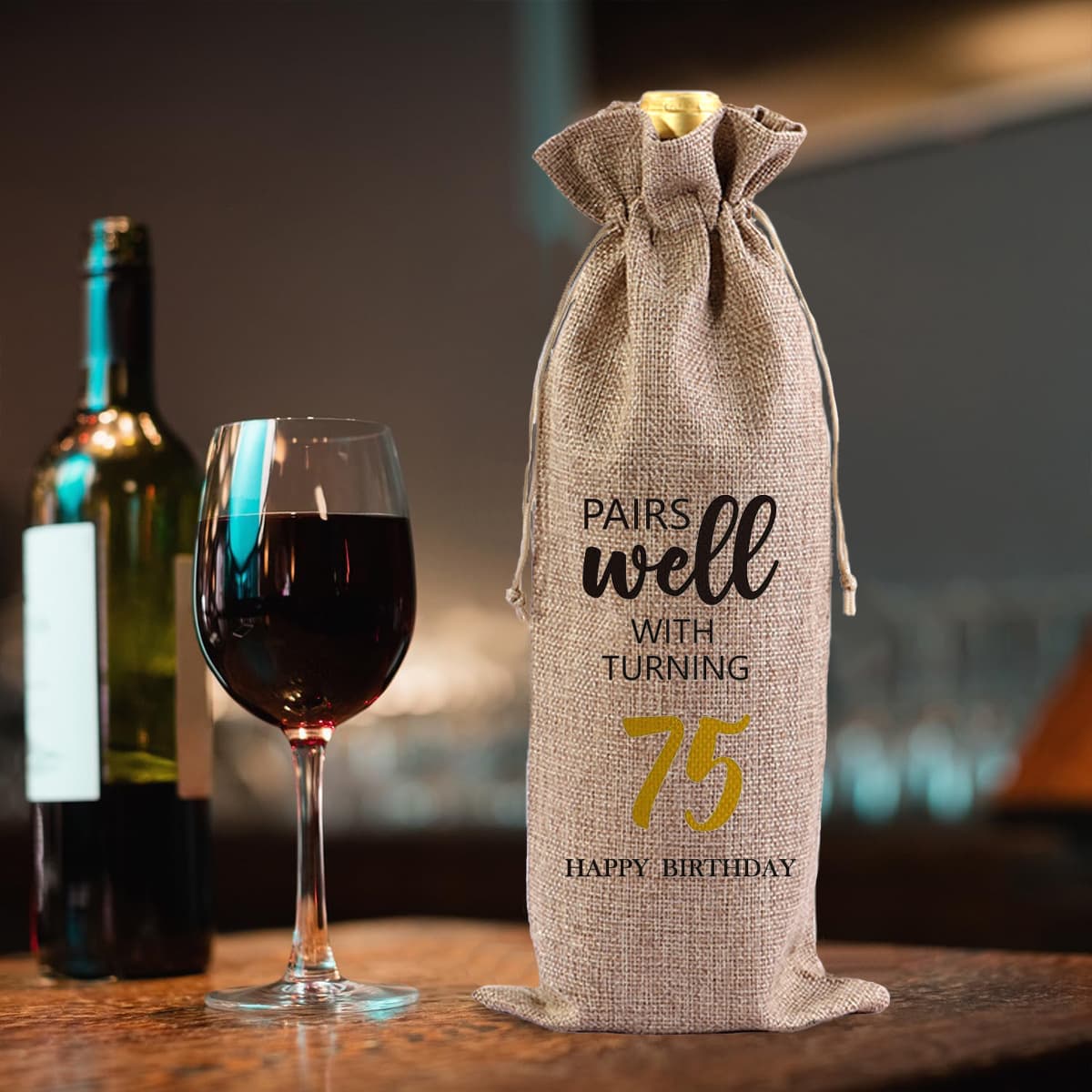 Wine Packaging Bags, Hemp-like Drawstring Closure Dust-Proof Bags for Parties, Birthday Celebrations, and Decorative Atmosphere