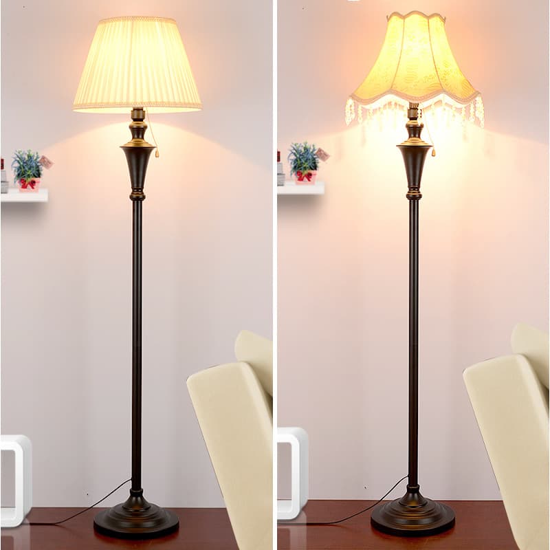 European Retro Living Room Floor Lamp Next to the Sofa Vertical Light Luxury Style American Simple Bedroom Bedside Table Lamp Decoration