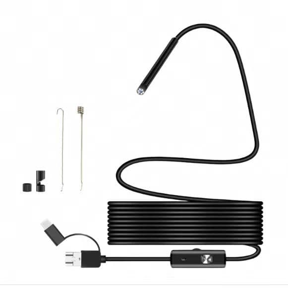 3-in-1 HD Pipe Inspection Camera 7mm Smartphone External Probe Auto Repair Detector Borescope Portable