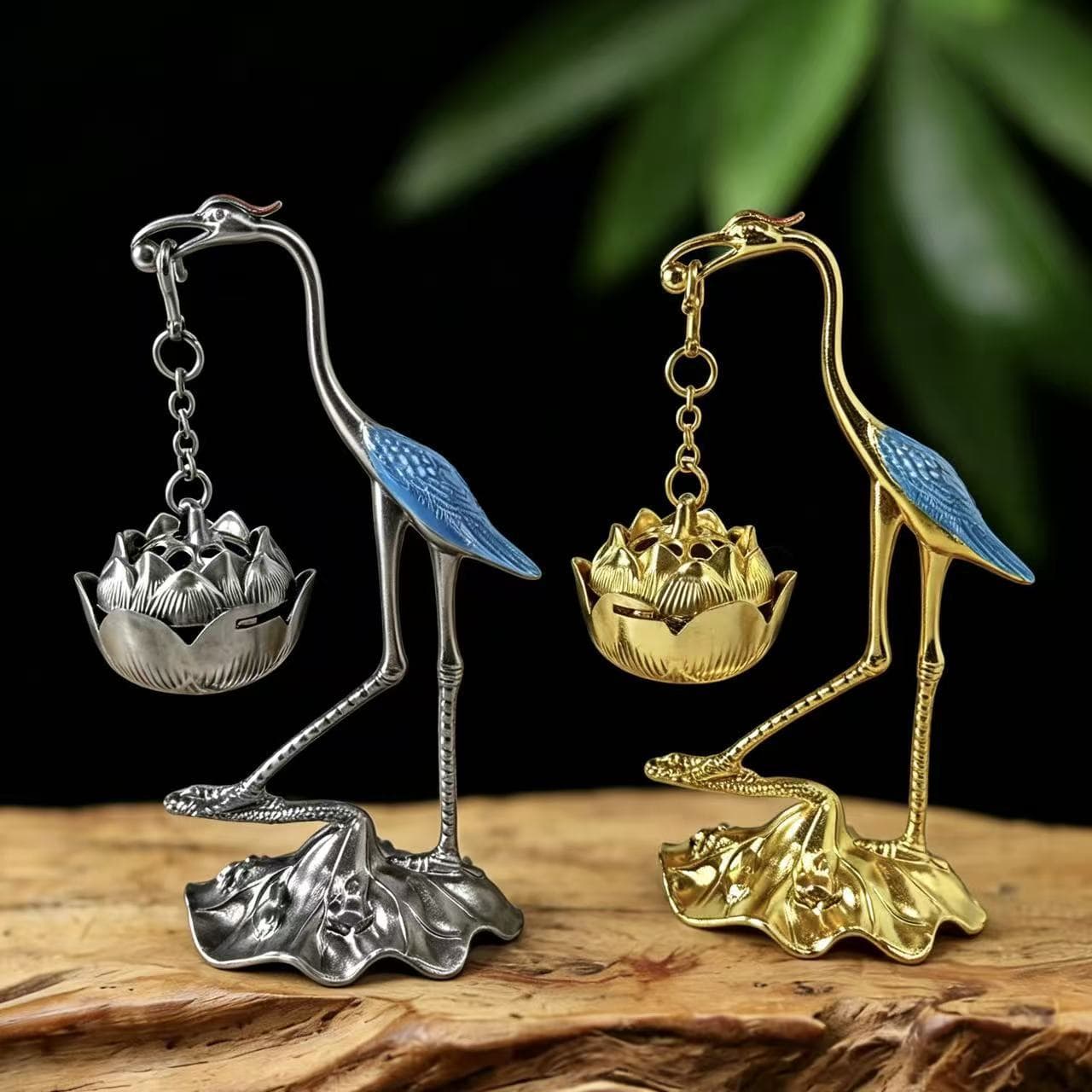 Popular small crane lotus incense burner creative home aromatherapy furnace crane hanging furnace hanging furnace ornaments line incense sandalwood incense burner