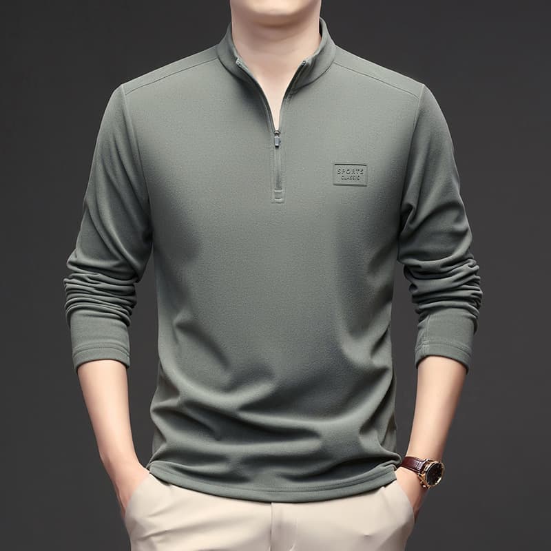 Stand Collar Thick Long-Sleeve Hoodie Men, New Fall/Winter Style, Fashionable, Versatile, Loose Fit, Simple, Warm, Light Luxury, Men's Hoodie