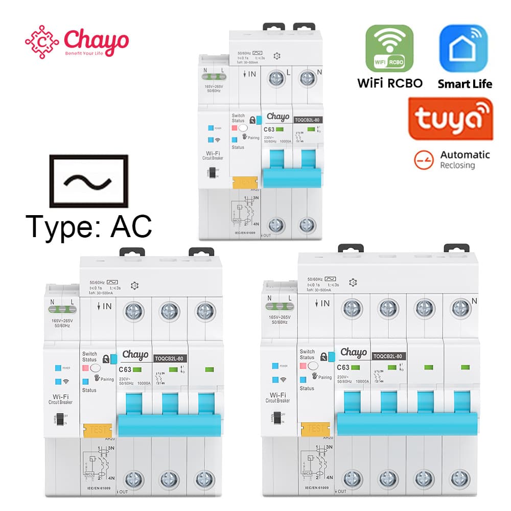 AC Type Tuya WiFi Smart Leakage Protection Circuit Breaker Remote Control Metering Main Switch Circuit Breaker Chayo