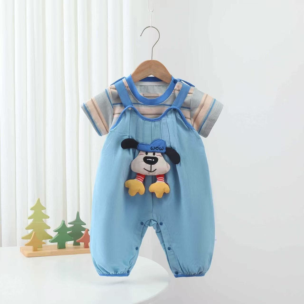 Wearing Dog Summer Male and Female Baby Short-Sleeved Split Suit Baby Overalls Two-piece Children's Fashion Suit