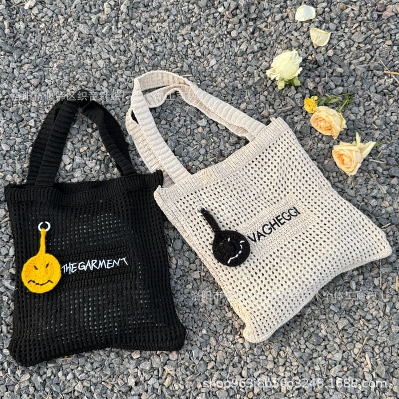 Lazy Tote High-Quality Beach Bag LS Same Style 2026 New Knitted Woven Shoulder Bag Beach Vacation Bag