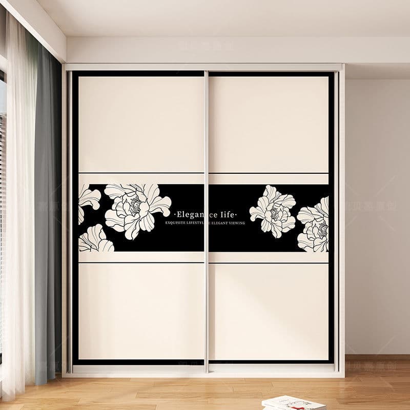 Wardrobe Sticker Cabinet Door Glass Door Sliding Door Folding Door Renovation Self-Adhesive Cover French Vintage Film