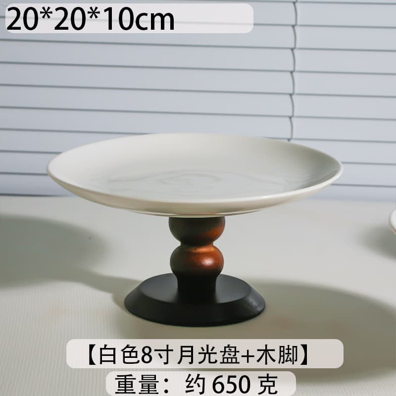 Foreign trade porcelain fruit plate snack plate tall ceramic fruit plate light luxury fruit candy plate dry fruit plate fruit plate