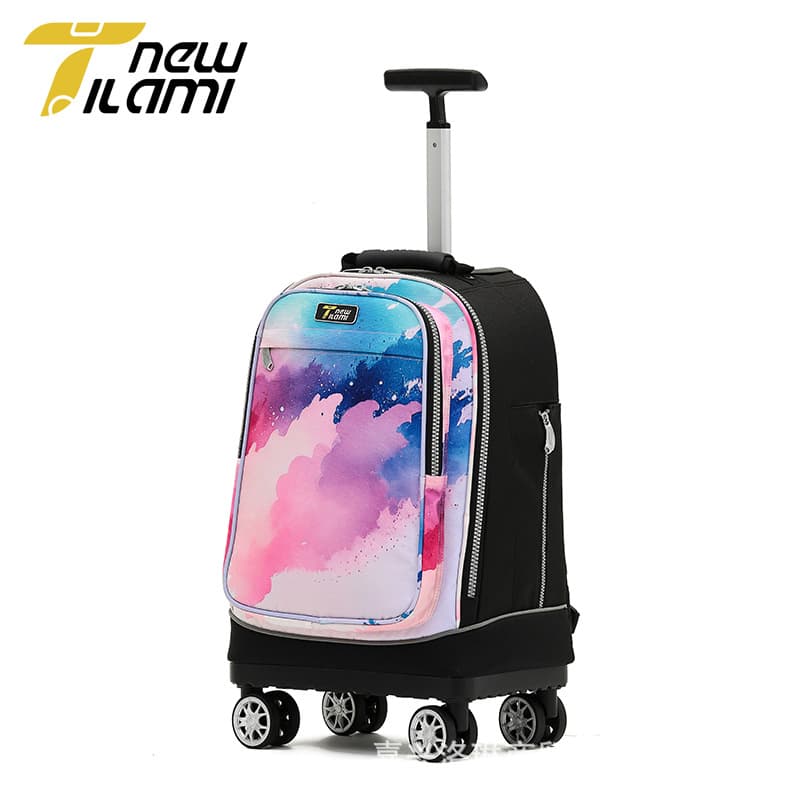 NEWTILAMI spine protection decompression 19-inch large-capacity universal wheel smooth integrated trolley school bag for junior high school students