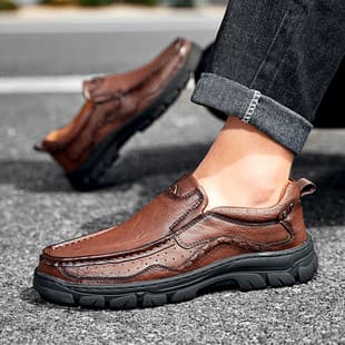 Independent Site Amazon Cross-border Hot Selling Leather Shoes Men's Large Size Outdoor Shoes Casual Leather Shoes Hiking Shoes