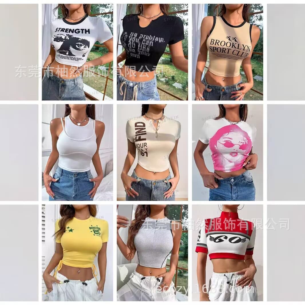 SHEIN Trendy Women's Crop Top Sexy Belly Tee Pure Desire Style Vest Small Wholesale