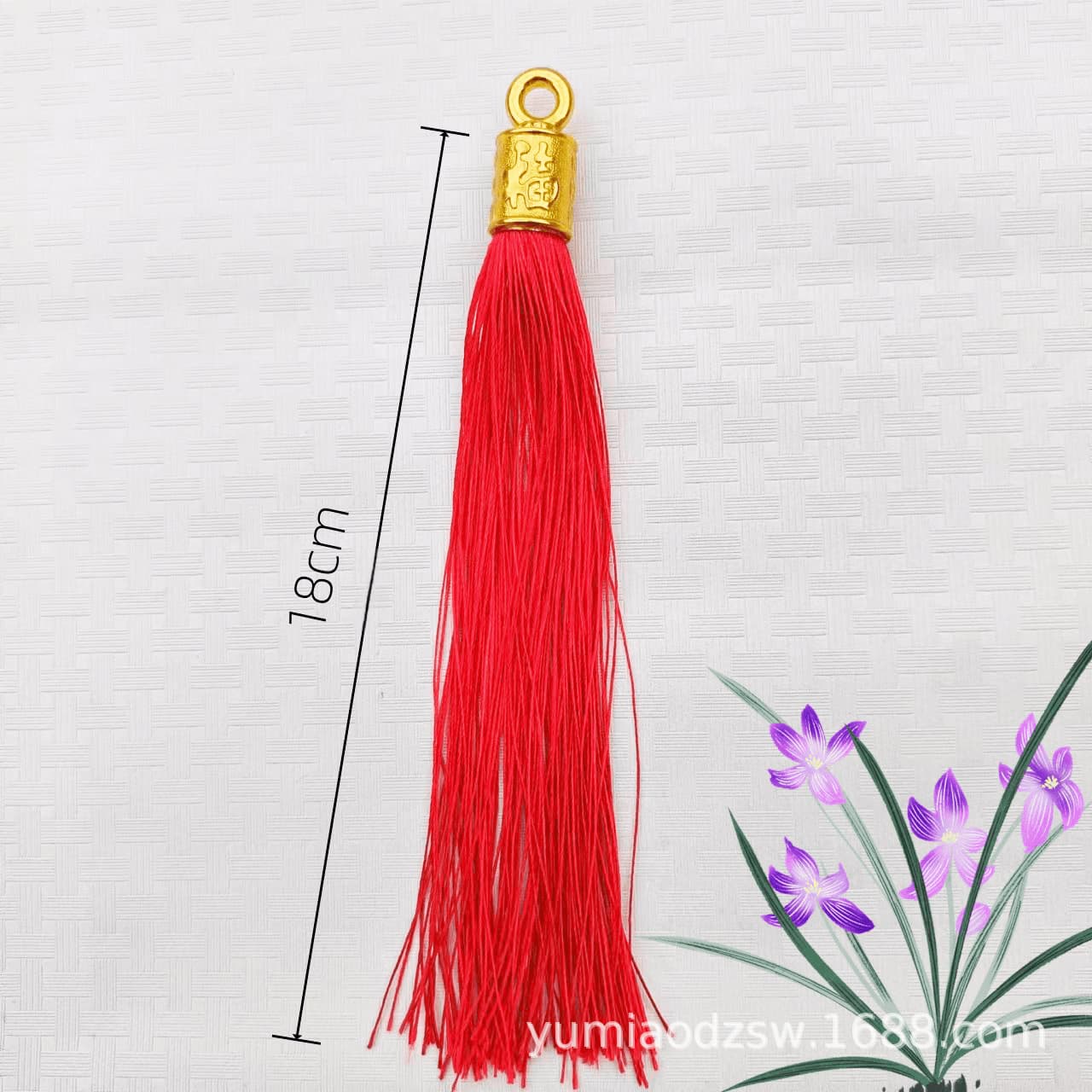 Gold-plated tassel "Fu" character single tube tassel sleeve tassel Chinese knot pendant lantern festive New Year decoration accessories