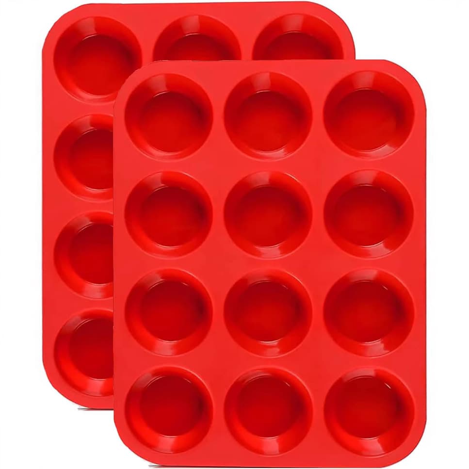 In Stock 12-Cup Silicone Cupcake Mold for Jelly, Mousse, White Jelly Powder, Rice Cake, Round Cake Mold