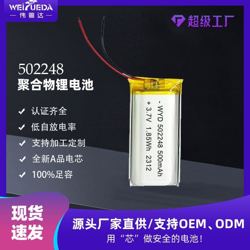 WYD502248/500mA beauty instrument battery smart blackhead instrument battery polymer lithium battery