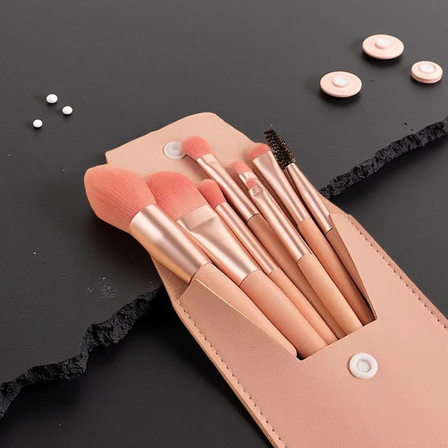 8-Piece Macaron PVC Pouch Makeup Brush Set, Portable Foundation Brush, Eyeshadow Brush, Blush Brush, Mascara Brush