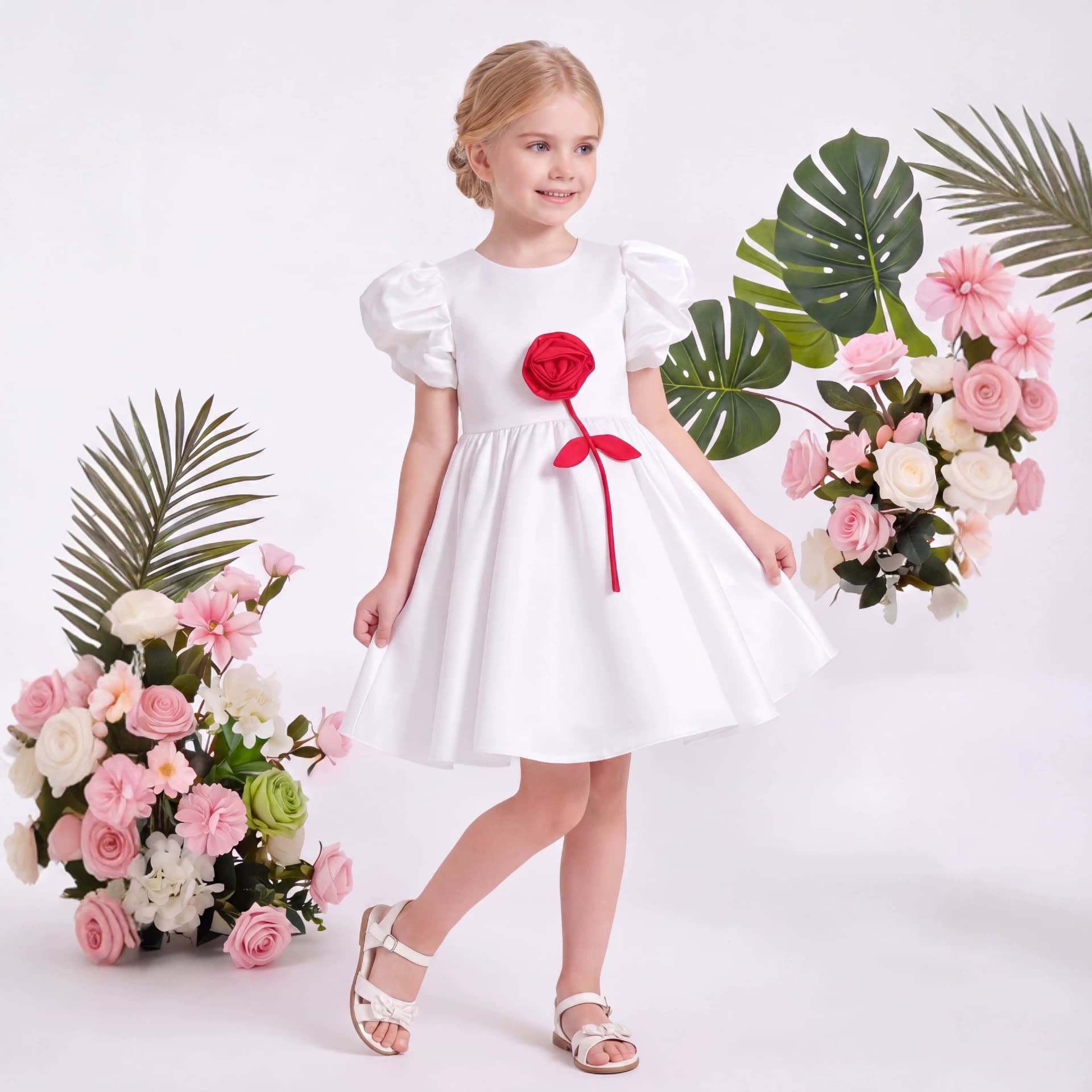 First Birthday Dress Baby Girl Flower Girl Wedding Little Girl Children's Wedding Dress Tulle Princess Gown Piano Performance Outfit