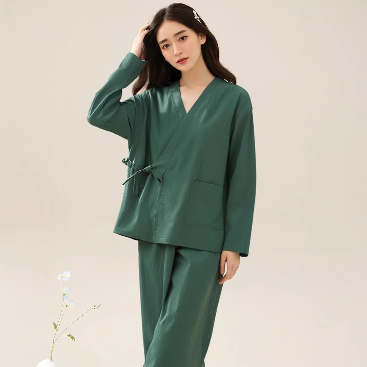 2025 New Cotton Sweat Suit Pants Long Sleeve Kimono Cardigan Home Wear Sleepwear Foot Bath Massage Sauna Suit for Men
